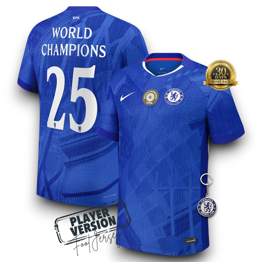 Chelsea Player Jersey Home 25/26 with World Champions 25 printing