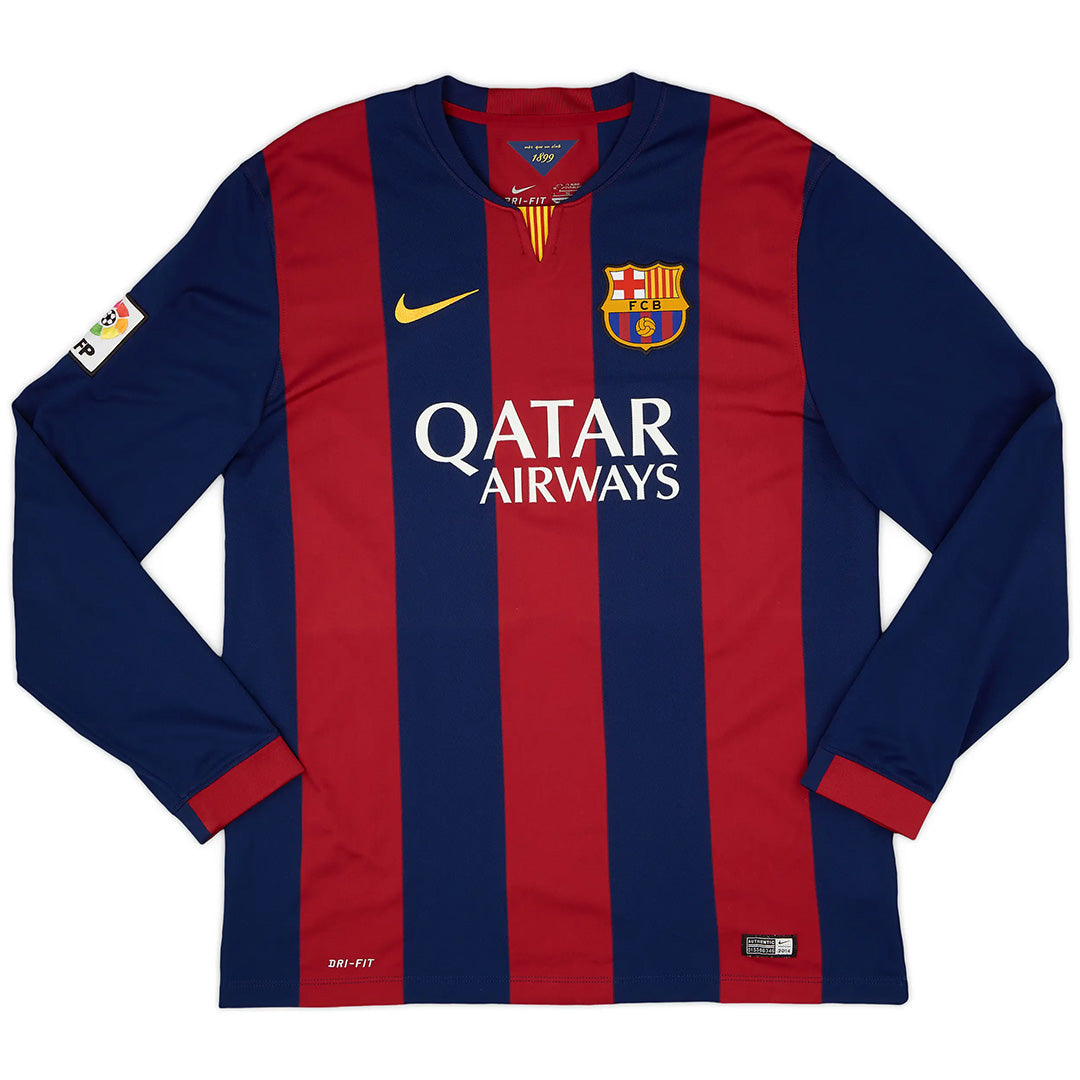 Camisa Barcelona Retro Manga Longa Home Neymar JR 2014/2015