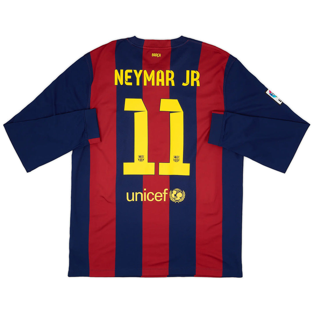 Camisa Barcelona Retro Manga Longa Home Neymar JR 2014/2015