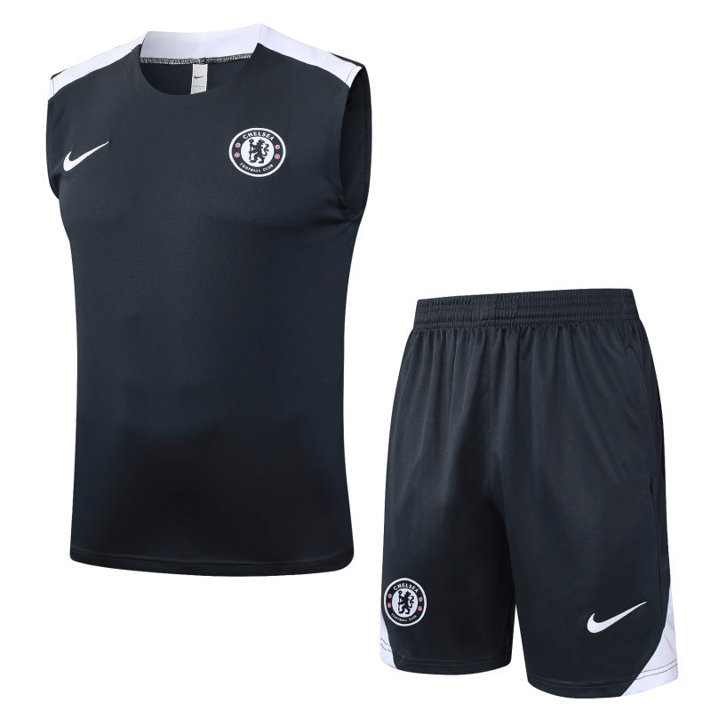 Chelsea Kit Black Jersey + Shorts - No Sleeve 25/26